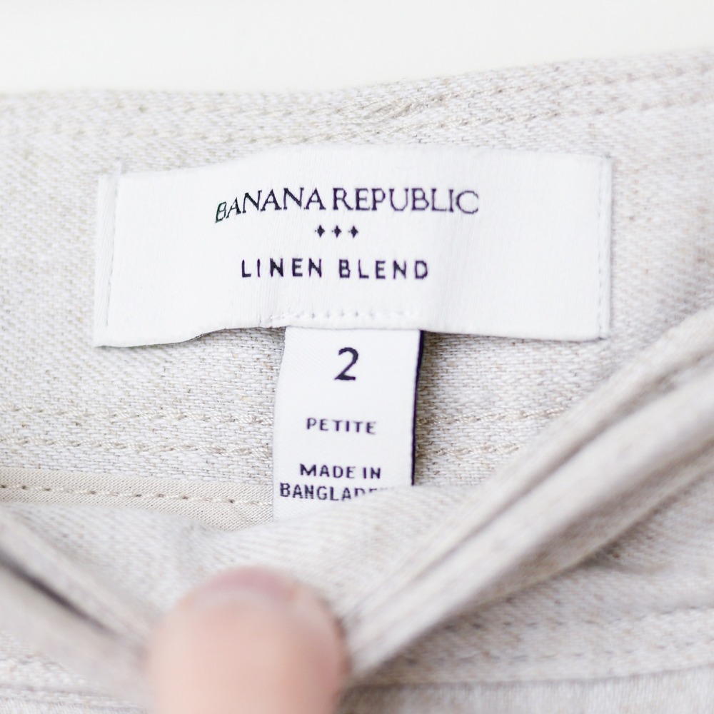 Banana Republic Linen Cotton Wide Leg Pants Women 2 P Beige Pleated Minimalist - Picture 2 of 12